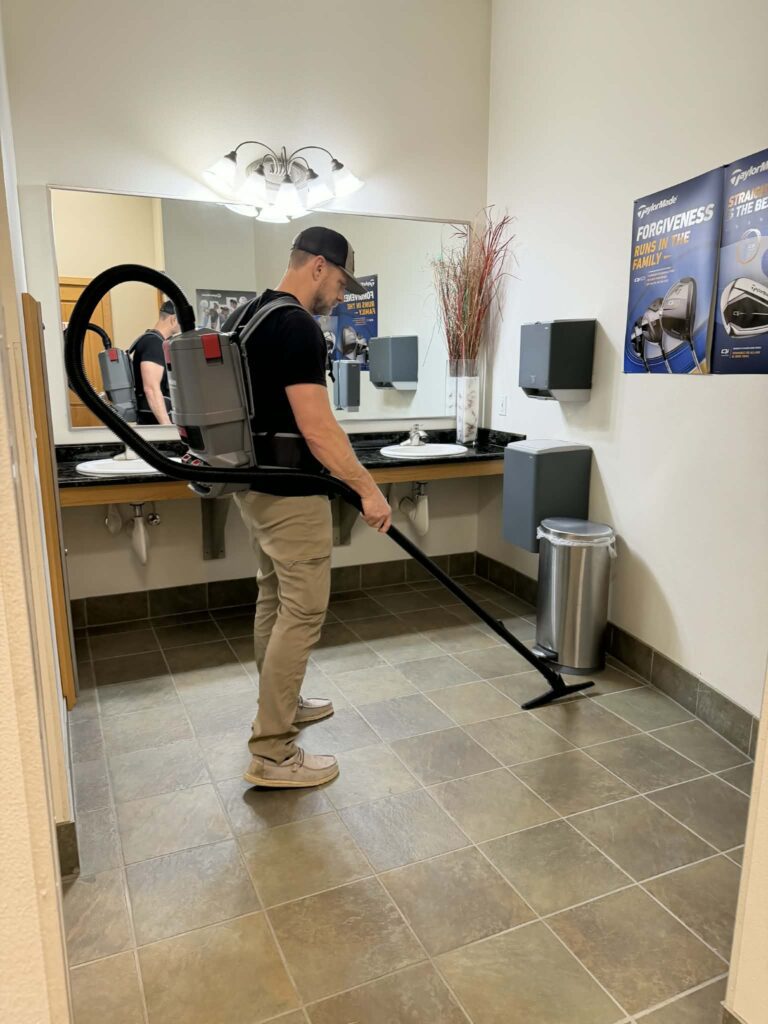 Owner cleaning the floors in Grants Pass, Oregon | Three Trees Cleaning