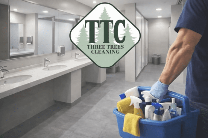 Strong Worker in Bathroom | Three Trees Cleaning, Grants Pass, Or.